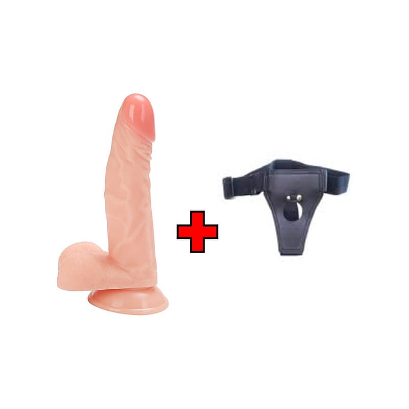 22 Cm. Ryan Ultra Gerçekçi Doku Vantuzlu Testisli – Belden Bağlamalı Kemerli – Dildo
