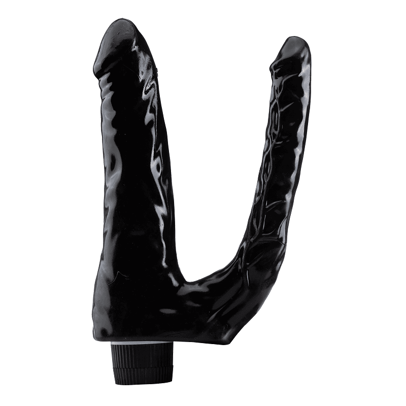 Double Experience – 22 Cm. – Titreşimli Ultra Realistik – Anal & Vajinal Çift Zevk – Çatal Vibratör (Siyah)