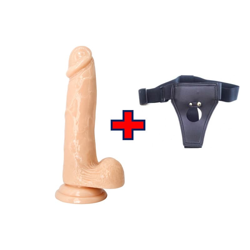 XESE – 18 Cm. – Tam Realistik – Testisli Vantuzlu – Belden Bağlamalı Kemerli Vibratör (Ten Rengi) ‘
