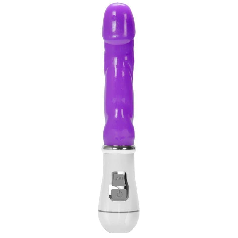 Motorlu ve Titreşim Ayarlı Penis Tasarım Renkli Vibratör (Mor)